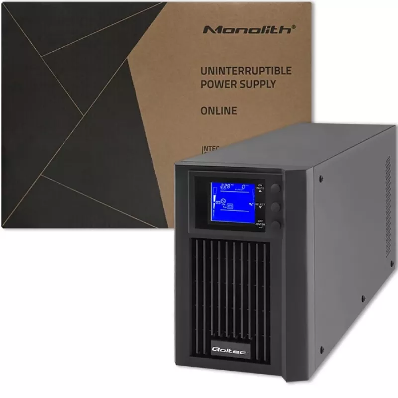 Keskeytymätön virransyöttö QOLTEC 53981 On line 2kVA, 2000 VA kapasiteetti