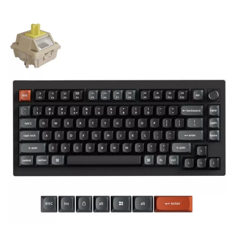 Mekaaninen näppäimistö Keychron V1 Ultra 8K — 75%:n koko, QWERTY, Bluetooth, RGB, musta