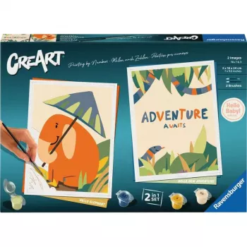 Maalaussarja Ravensburger CreArt Hello Baby Safari Set — aloittelijan maalaussarja vauvoille ja taaperoille