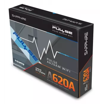 Emolevy Sapphire PULSE A620AM (microATX) kanta AM5, AMD A620A, DDR5, 2x DIMM, 64 GB, 2x M.2, Gigabit LAN