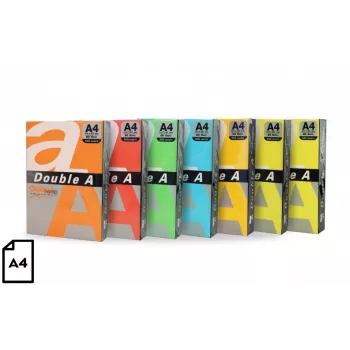 Väripaperi Double A, 80 g, A4, 500 arkkia, Rainbow 5, 5 väriä