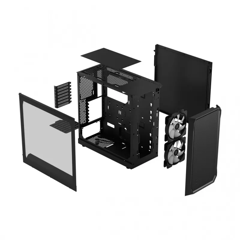 Fractal Design Focus 2 RGB Tempered Glass Mid Tower ATX -tietokonekotelo - musta