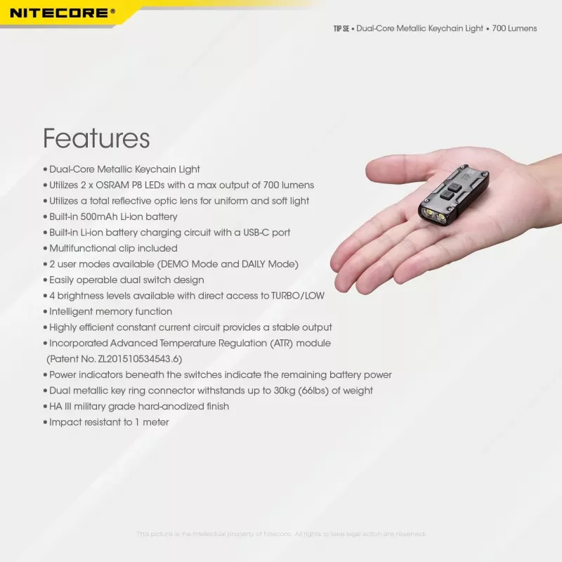 Nitecore TIP SE musta käsivalaisin LED