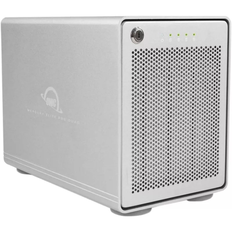 Mercury Elite Pro Quad, levykotelo hopea, USB 3.2 Gen 2, RAID-valmis