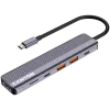 USB Type-C -keskitin CANYON DS-17 — HDMI, USB 3.2 Gen 1 A, USB-C, MicroSD, 10000 Mbit/s, harmaa