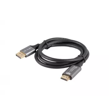 DisplayPort(M)-HDMI(M)-kaapeli 1 m 4K musta ja hopea