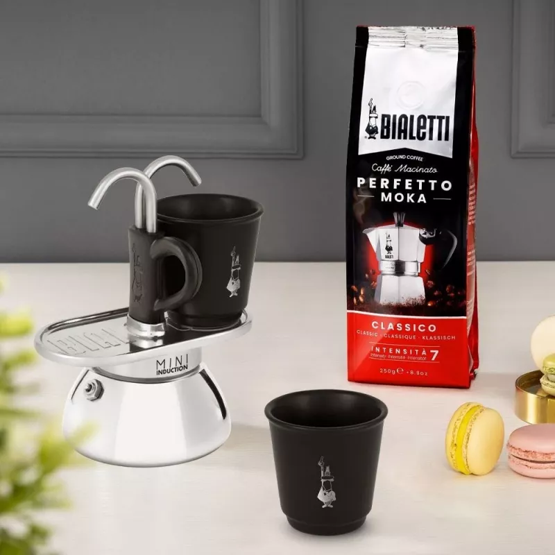 Bialetti Mini Express Induction mokakeitinsetti 7310, 2 kuppia ja 2 lasia