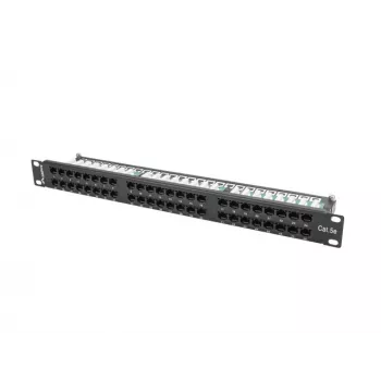 Patch-paneeli LANBERG PPU5-1048-B 1U, 48 porttia Cat5e, musta, 445×102×44,5 mm