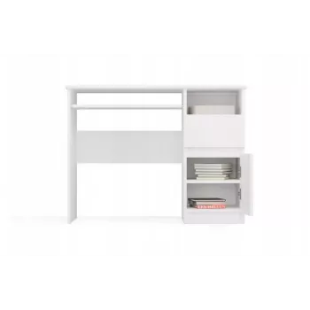 Työpöytä e shop PORTO työpöytä oikea valkoinen, suorakaiteen muotoinen lastulevy 985×510×755 mm, 1 laatikko, näppäimistöalusta