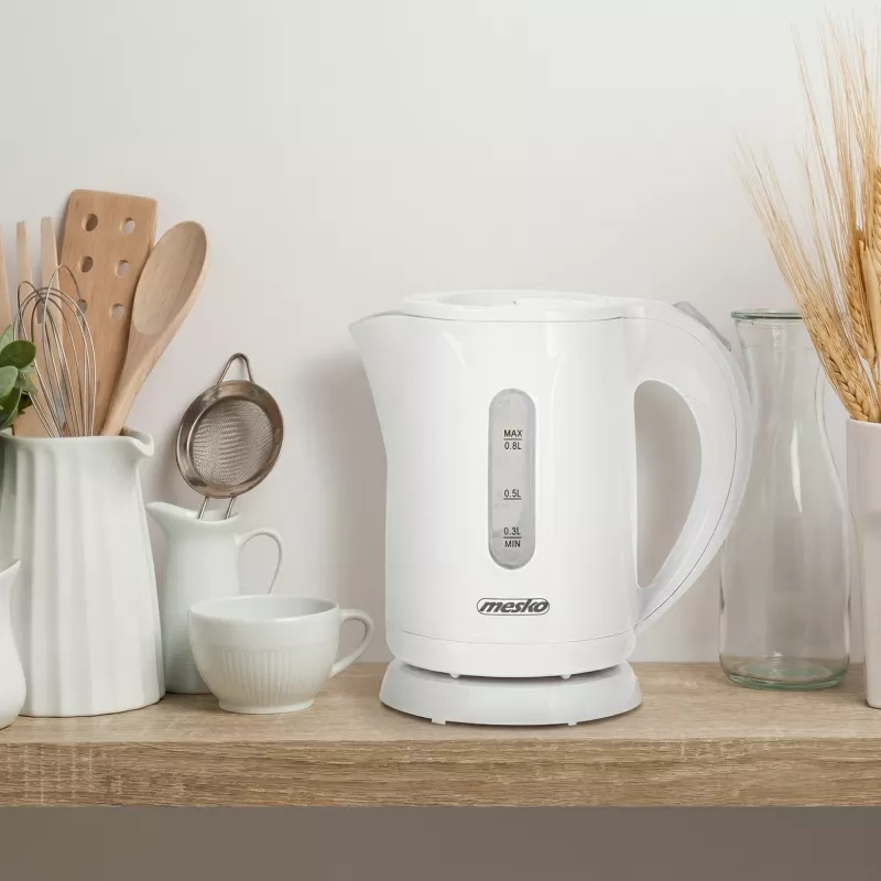 Mesko vedenkeitin | MS 1376 | sähköinen | 850 W | 0,8 L | muovi | 360° kääntöalusta | valkoinen