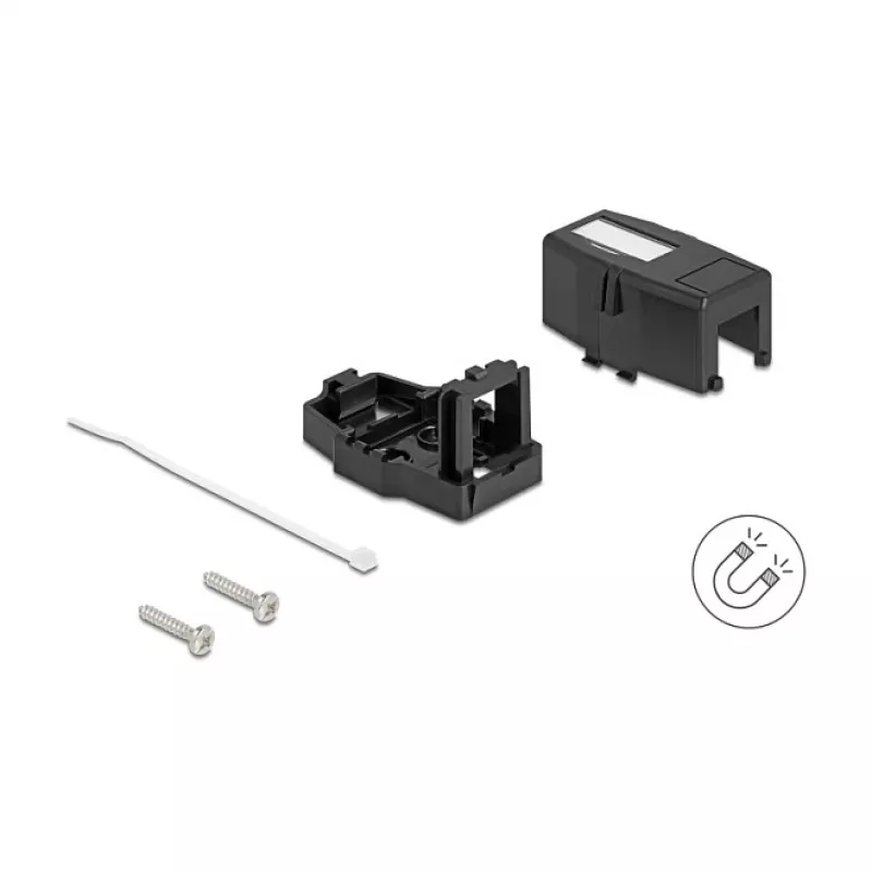 Delock 85840 Keystone-tyhjä kotelo, 1-porttinen, magneettijalustalla, musta
