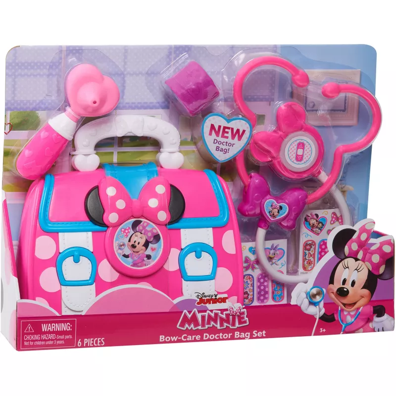 Disney Junior Minni Hiiri Bow-Care lääkärinlaukkusarja, lasten kotileikkilelu