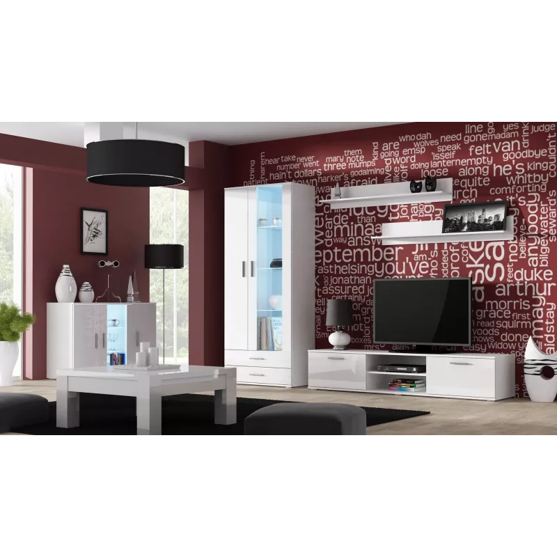 Cama Sideboard 120 cm SOHO S7 valkoinen/valkoinen kiiltävä