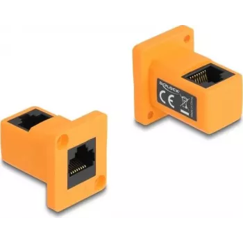 DeLOCK D-tyypin moduuli RJ45 naaras naarasliittimeen 90° kulma oranssi