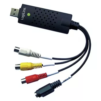 LogiLink USB 2.0 A/V -kaappari. USB A-uros 3xCinch + MiniDIN5-naaras. musta