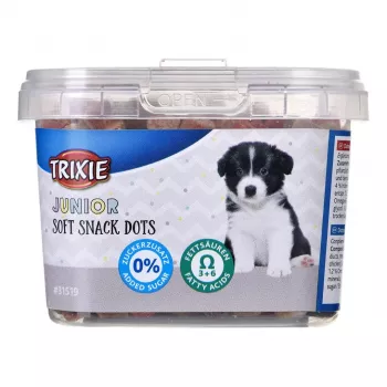 Koiran koulutusherkut Trixie Junior Dots 140 g – pehmeitä lohiherkkuja pennuille