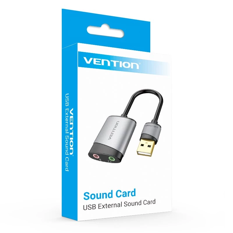 Vention USB-ulkoinen äänikortti 0,15M harmaa metalli Type