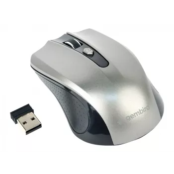 Langaton hiiri GEMBIRD MUSW-4B-04-BG — oikeakätinen, optinen 1600 DPI, 4 painiketta, RF Wireless, musta/harmaa