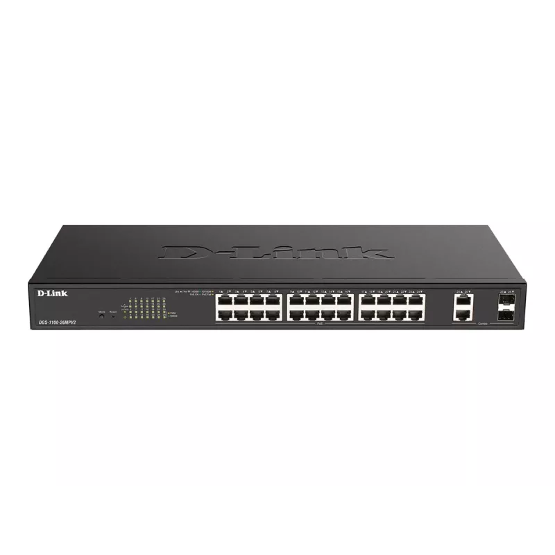D-Link DGS-1100-26MPV2/E verkkokytkin Managed L2 Gigabit Ethernet (10/100/1000) Power over Ethernet (PoE) musta