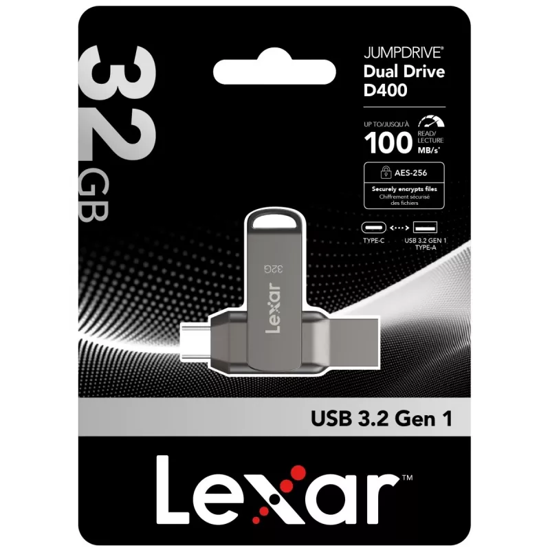 USB-muistitikku Dual Drive D400 32GB USB-C/A 3.1 100MB/s