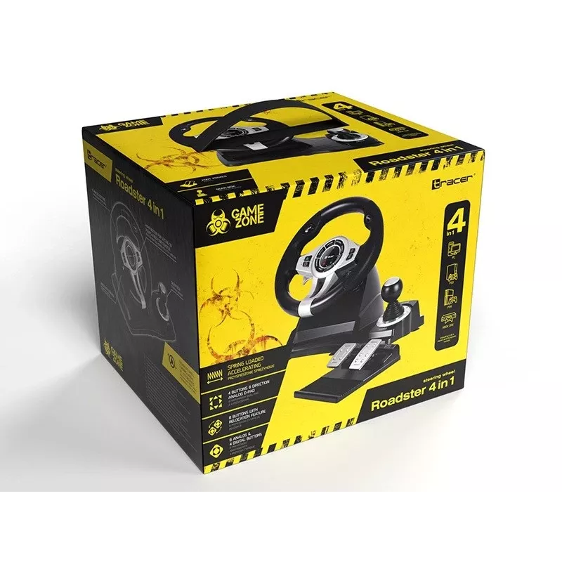 Tracer TRAJOY46524 peliohjain musta ratti + polkimet PlayStation 4, Playstation 3