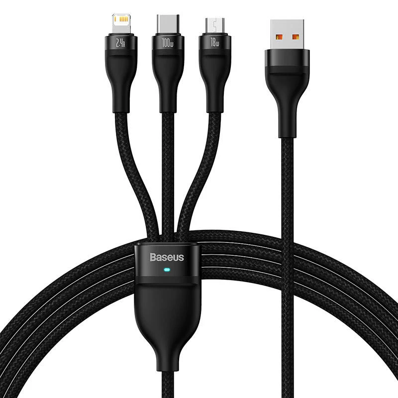 USB-kaapeli Baseus SUP0003351 1,2 m USB A USB C/Micro USB-A/Lightning musta