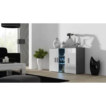 Cama Sideboard 120 cm SOHO S7 harmaa/valkoinen kiiltävä
