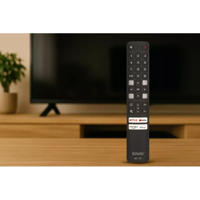 SAVIO RC-15 -yleiskaukosäädin TCL SMART TV:lle, IR langaton, musta, kantama 10 m