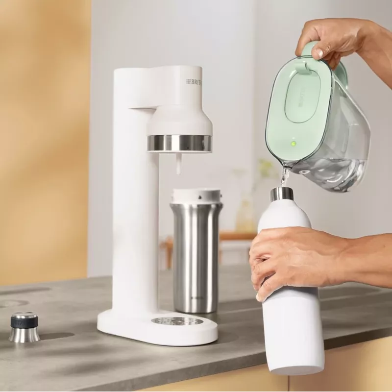 Brita sodaTRIO 1046735 hiilihapotuspullo, ruostumaton teräs, 1 l, valkoinen