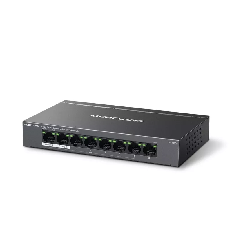 Mercusys MS108GP 8-porttinen Gigabit-työpöytäkytkin 7 PoE-portilla
