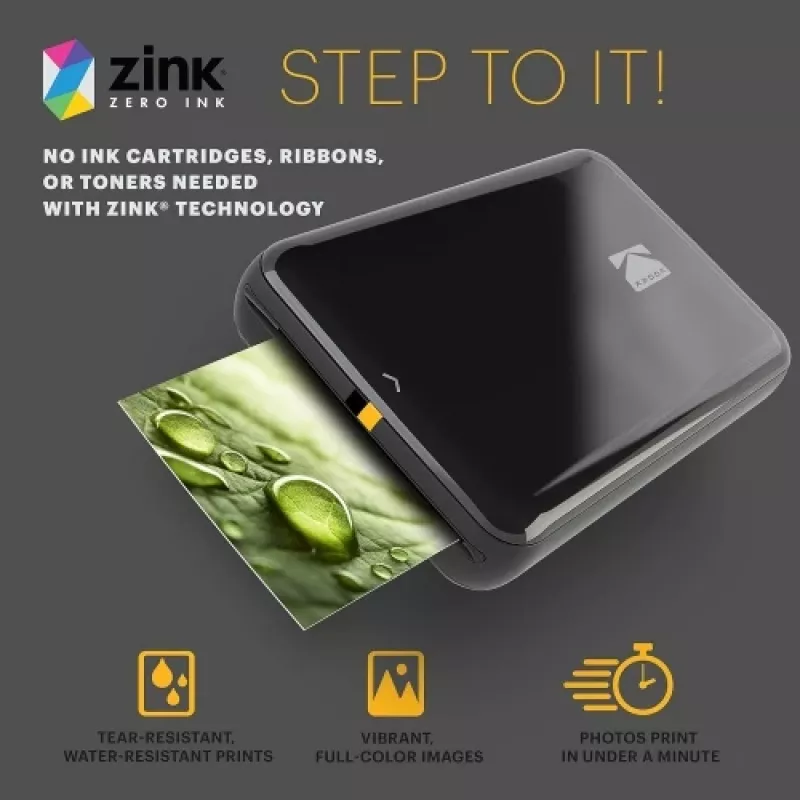 Kodak STEP kannettava pikavalo-kuvatulostin väri ZINK 2x3'' 1 ppm, Bluetooth, musta