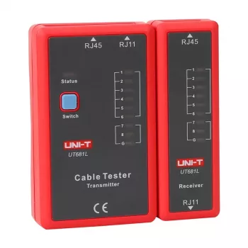 Verkkokaapelitestari Unit UT681L RJ45- ja RJ11-liittimille, jatkuvuus- ja kytkentätarkistus