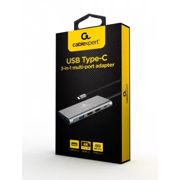Gembird A-CM-COMBO3-03 USB Type-C 3-in-1-moniporttiadapteri (keskitin + HDMI + PD)