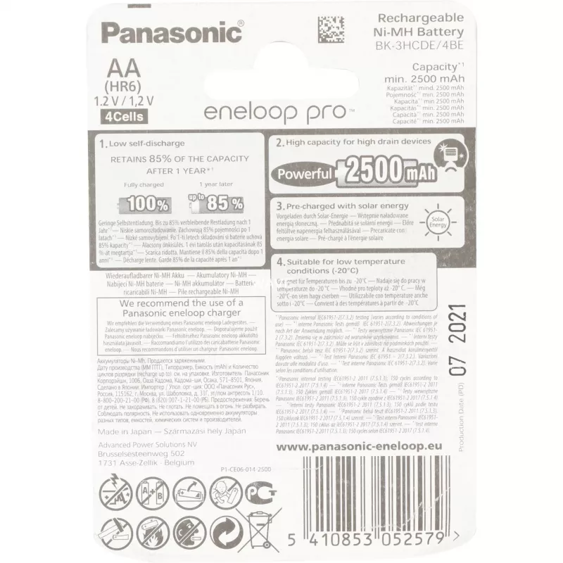 Uudelleenladattava AA-paristo Panasonic BK-3HCCE/4BE NiMH 1,2 V 4 kpl