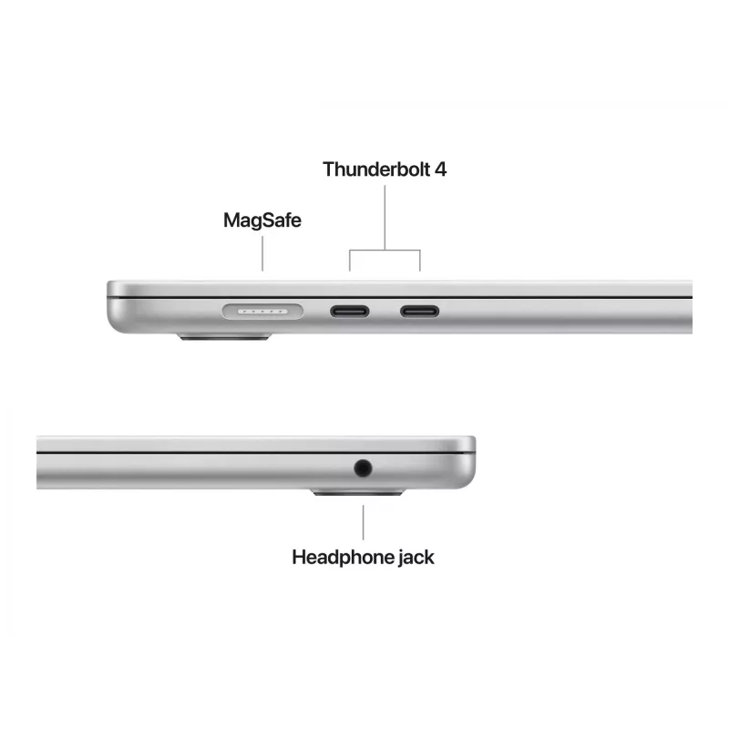 MacBook Air 15, hopea, M4 (10-CPU/10-GPU), 16 GB, 512 GB, saksa, 35W Dual USB-C Port virtalähde, MW1H3D/A
