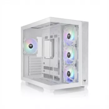 Tietokonekotelo THERMALTAKE Midi S380 TG ARGB Snow White — karkaistu lasi, ARGB-valaistus