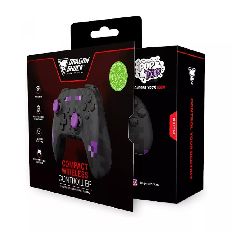 Dragonshock Controller Poptop langaton kuutiot musta Switch