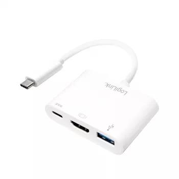 LogiLink 0,14 m 2xUSB-C HDMI USB-A valkoinen