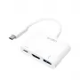 LogiLink 0,14 m 2xUSB-C HDMI USB-A valkoinen