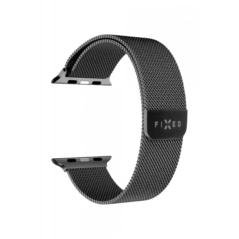 Mesh-ranneke varaosana Apple Watch -kelloon FIXEDiltä — yhteensopiva 42/44/45/46/49 mm kanssa (musta)