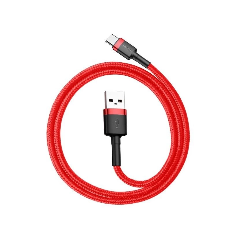 USB 2.0 A - USB-C -kaapeli Baseus CATKLF-B09 1m QC3.0 nailonpunos punainen, pikalataus ja datan synkronointi