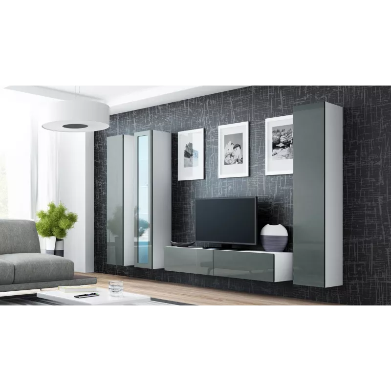 Cama vitriini VIGO '180' 180/40/30 valkoinen/harmaa kiiltävä