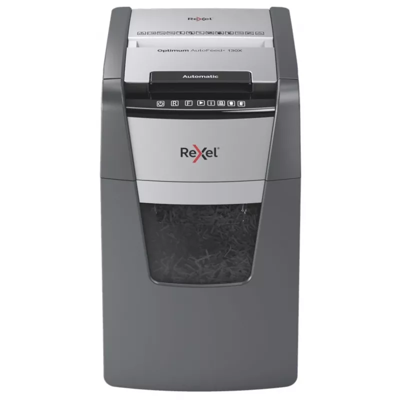 Rexel Optimum AutoFeed+ 130X asiakirjasilppuri ristileikkaus 55 dB 22 cm musta, hopea