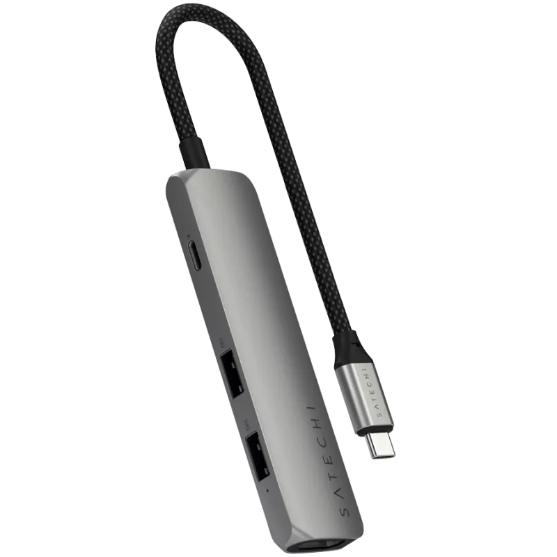 Satechi ST-P4SM USB-keskitin USB Type-C 10000 Mbit/s harmaa