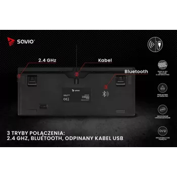 Savio Phenix SAVGK-RED pelikäyttöinen näppäimistö USB RF langaton Bluetooth QWERTY