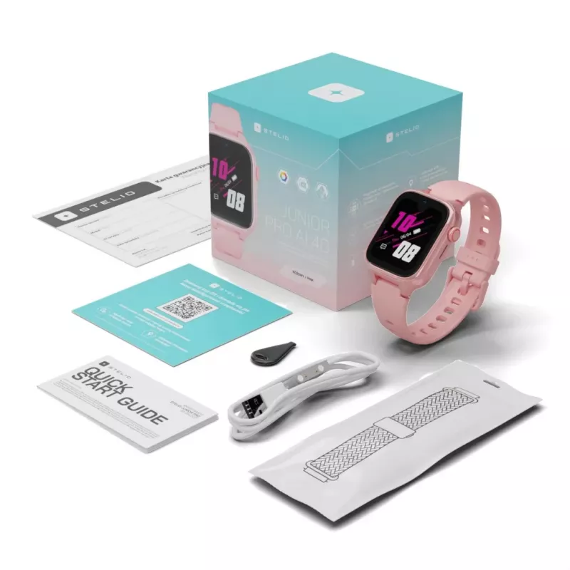 Älykello Stelio Junior Pro AI 4G ST-SWJ102-PK — lasten 4G-kello, pinkki