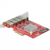 Delock PCI Express x4 -kortti 4 x ulkoiseen SuperSpeed USB 10 Gbps (USB 3.2 Gen 2) USB Type-A -liitäntä - USB-sovitin - PCIe 3.0 x4 - USB 3.2 Gen 2 x 4 (90481)