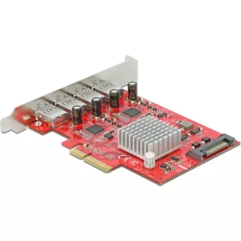 Delock PCI Express x4 -kortti 4 x ulkoiseen SuperSpeed USB 10 Gbps (USB 3.2 Gen 2) USB Type-A -liitäntä - USB-sovitin - PCIe 3.0 x4 - USB 3.2 Gen 2 x 4 (90481)