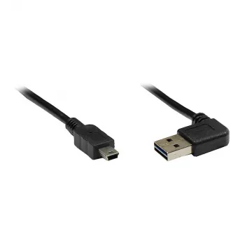 Liitäntäkaapeli USB 2.0 EASY Plug A - Mini-B-pistoke, kulma, musta, 5 m,