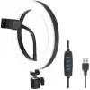 LogiLink AA0151 LED-rengasvalo älypuhelimille, Ø 200 mm, 3 väritilaa, himmennettävä, 1/4 tuuman jalustakierre, älypuhelinpidikkeellä, USB, 1,8 m kaapeli, musta